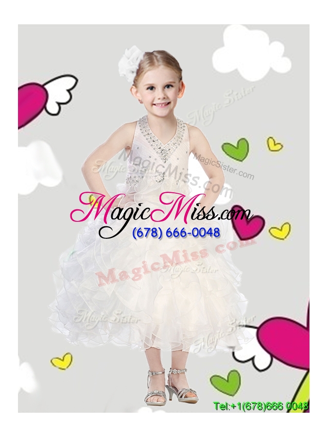 wholesale cheap halter top little girl pageant dress with beading and ruffles
