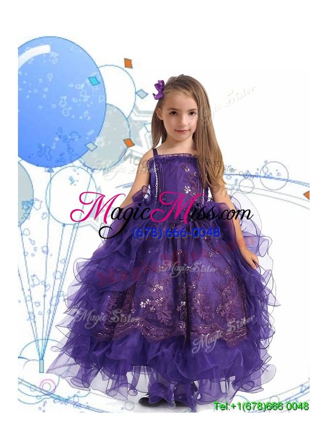 wholesale luxurious spaghetti straps little girl pageant dress with lace and ruffled layers