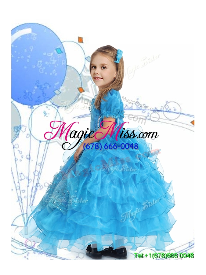 wholesale luxurious spaghetti straps little girl pageant dress with lace and ruffled layers