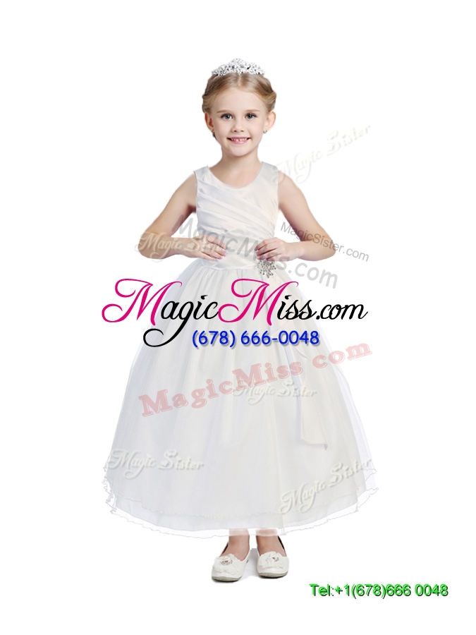 wholesale new arrivals scoop tulle flower girl dress with beading