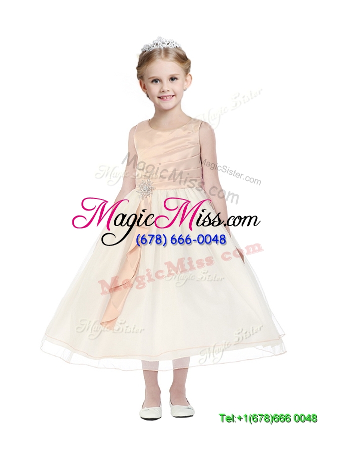 wholesale new arrivals scoop tulle flower girl dress with beading