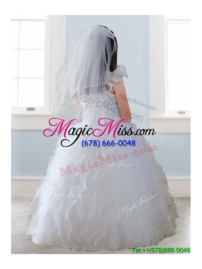 wholesale discount organza straps mini quinceanera dress with sequins and ruffles