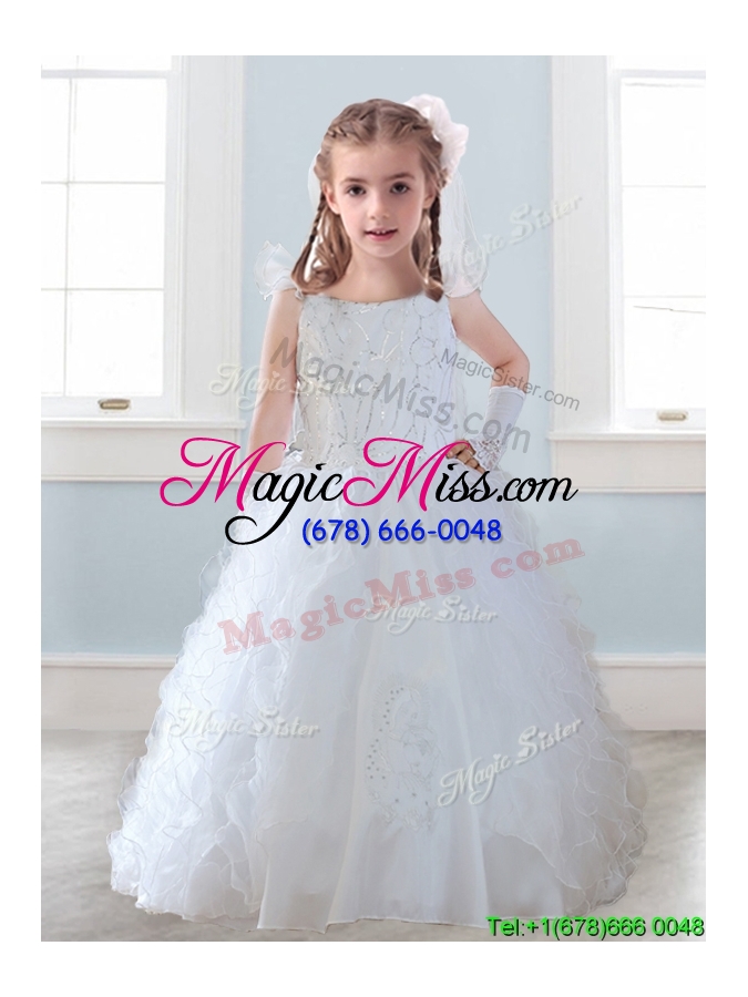 wholesale discount organza straps mini quinceanera dress with sequins and ruffles