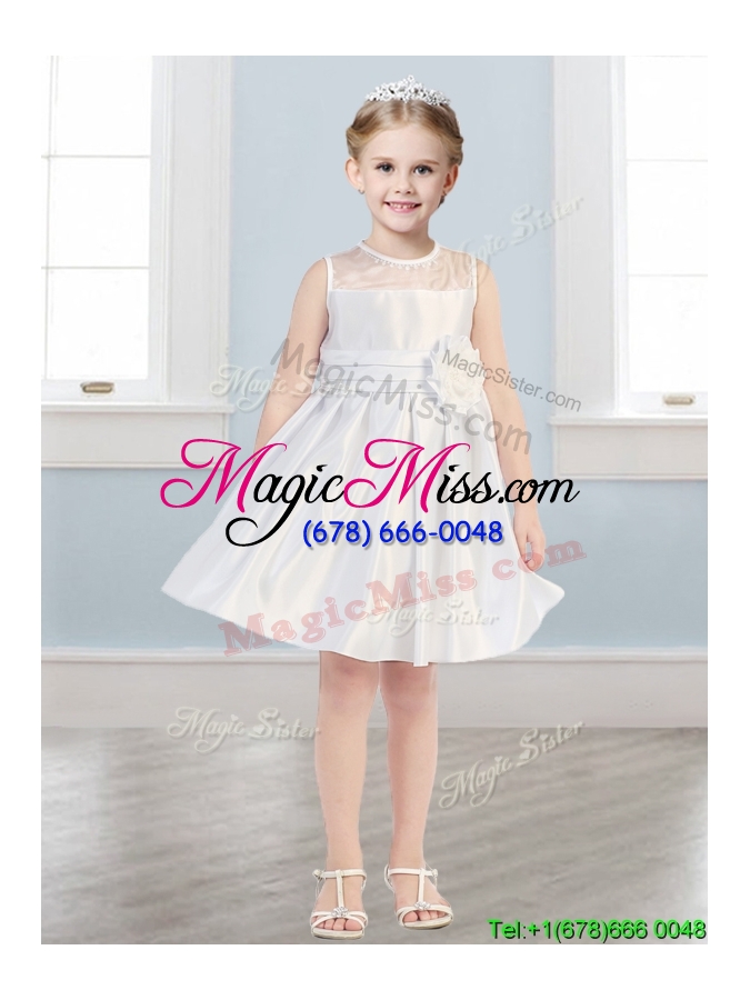 wholesale see through scoop mini quinceanera dress with hand made flowers