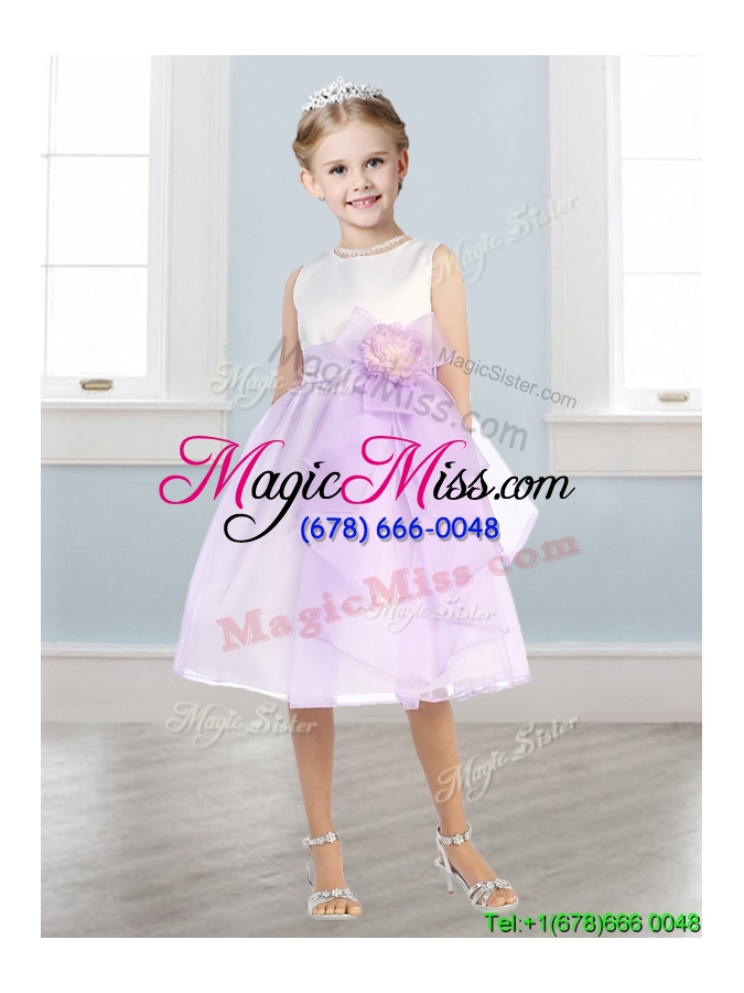 wholesale beautiful scoop tulle mini quinceanera dress with hand made flowers and  ruffles