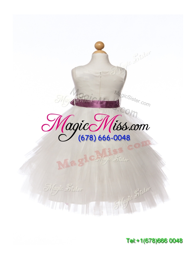 wholesale lovely scoop white mini quinceanera dress with bowknot and ruffled layers