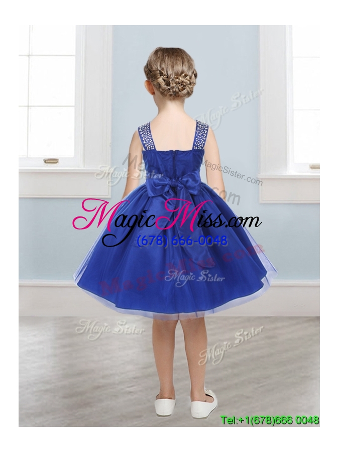 wholesale perfect straps royal blue mini quinceanera dress with beading and bowknot