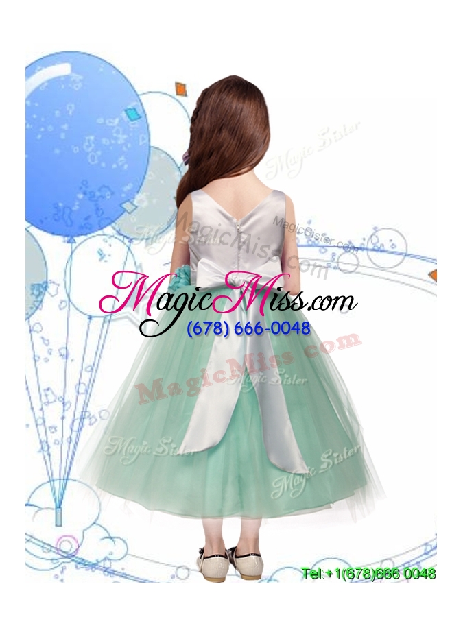 wholesale comfortable scoop hand made flowers and bowknot mini quinceanera dress in apple green