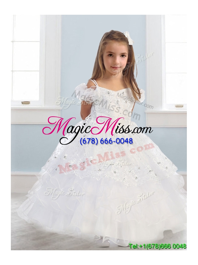 wholesale exquisite spaghetti straps cap sleeves mini quinceanera dress with lace and ruffled layers