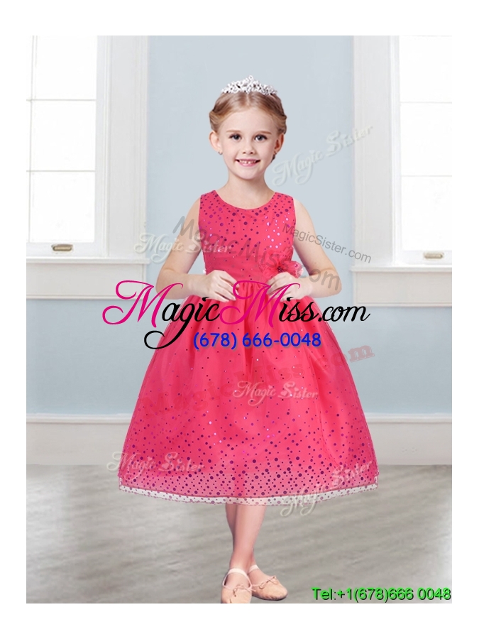 wholesale beautiful scoop mini quinceanera dress with hand made flowers and sequins
