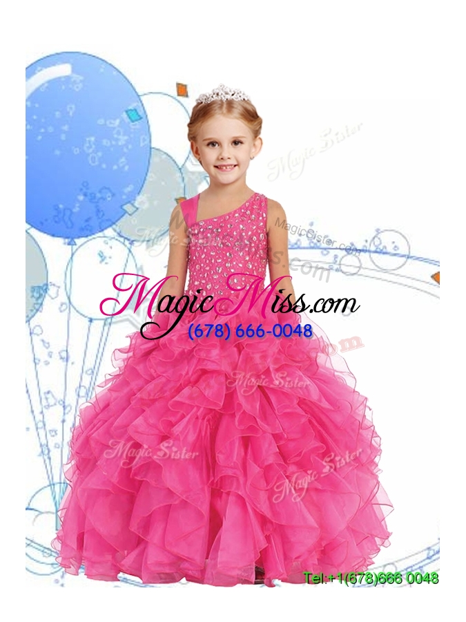wholesale perfect beaded and ruffled asymmetrical neckline mini quinceanera dress in watermelon red