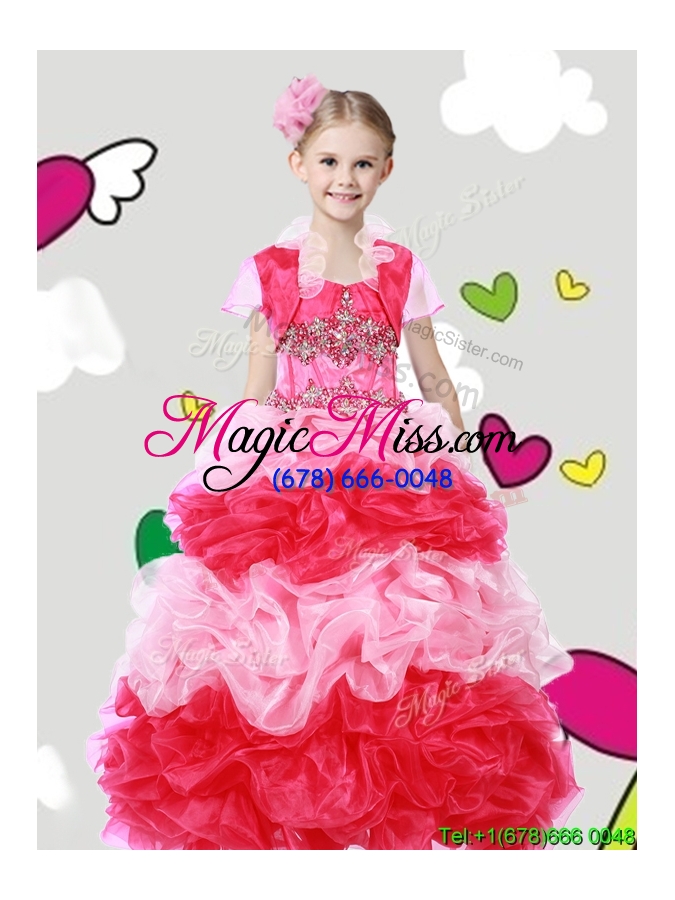 wholesale lovely beaded and ruffled mini quinceanera dress with puffy skirt