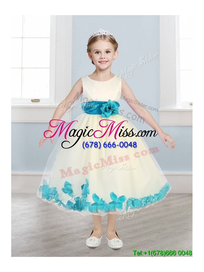 wholesale sweet scoop mini quinceanera dress with hand made flowers and appliques