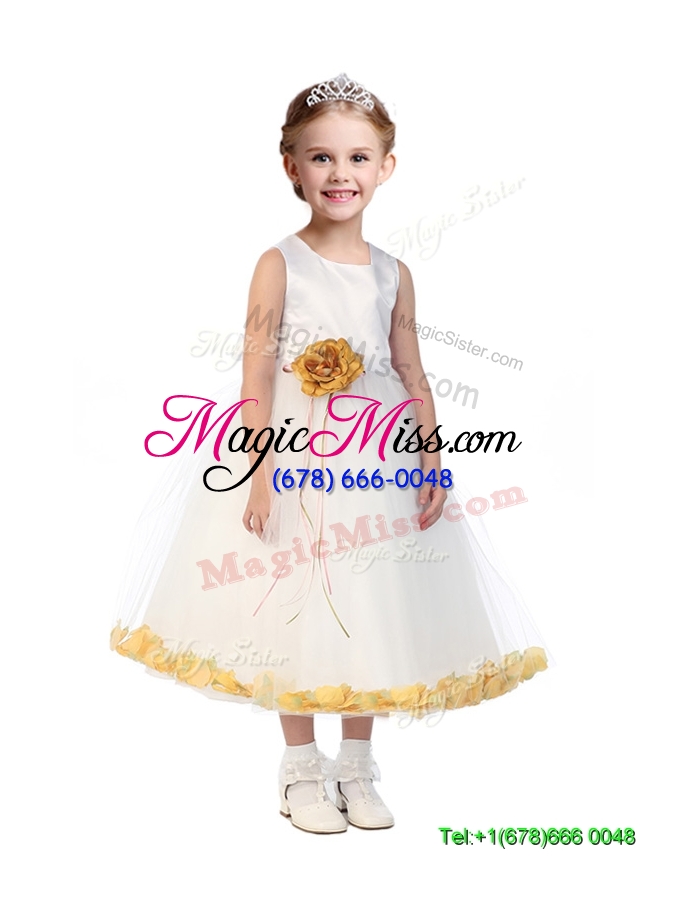 wholesale popular scoop mini quinceanera dress with orange red hand made flowers