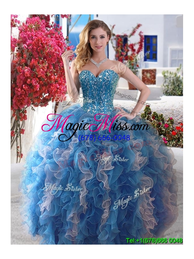 wholesale visible boning beaded and ruffled quinceanera dress in hot pink