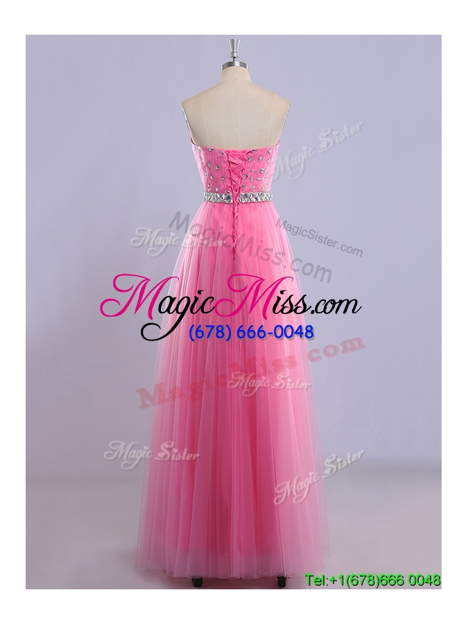 wholesale fashionable rhinestoned floor length prom dress in rose pink