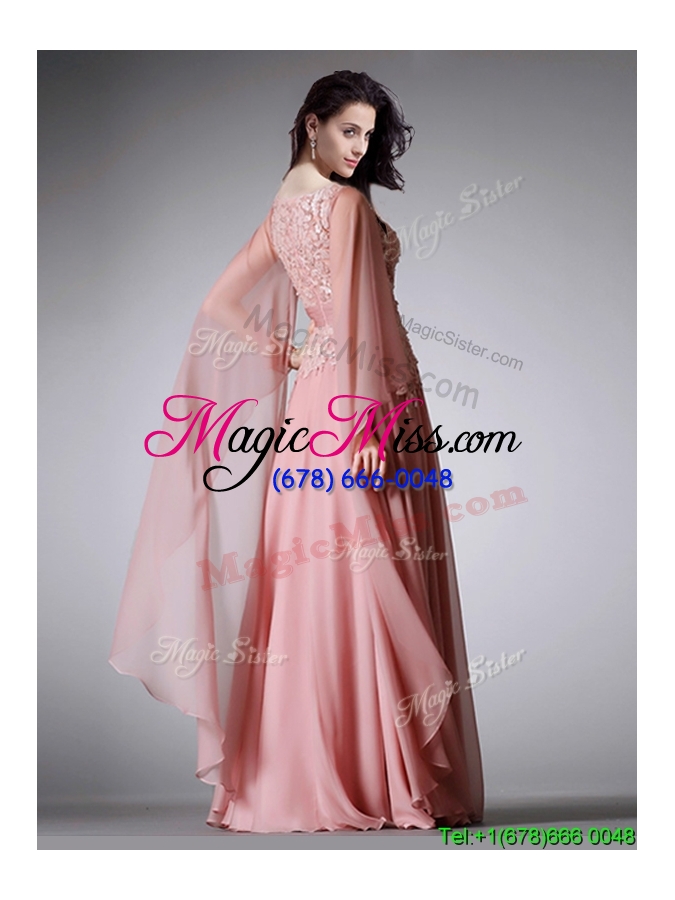wholesale pretty scoop three fourth length sleeves prom dress with belt and lace