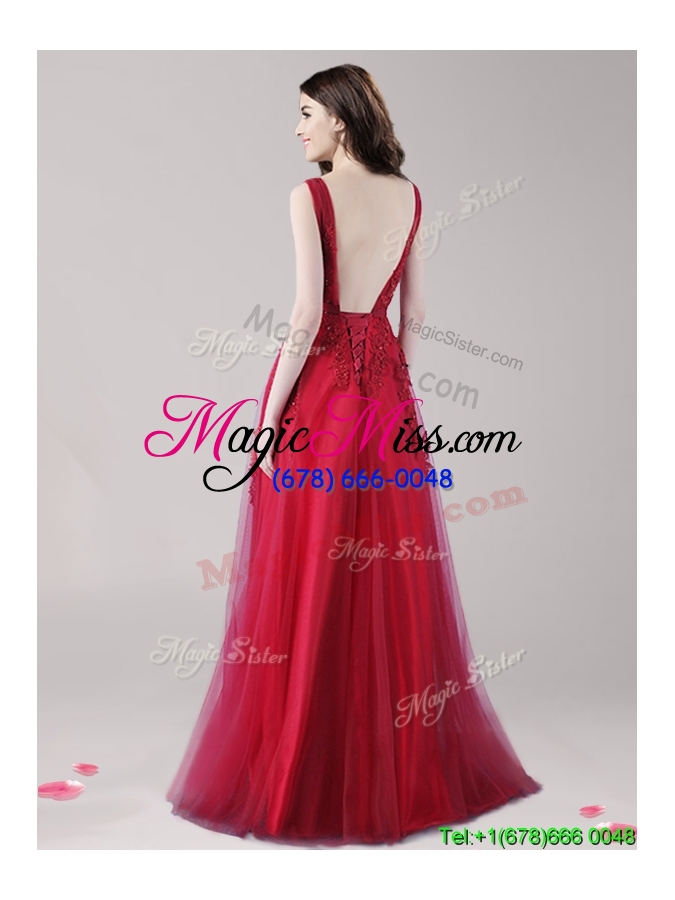 wholesale cheap straps wine red prom dress with appliques and belt
