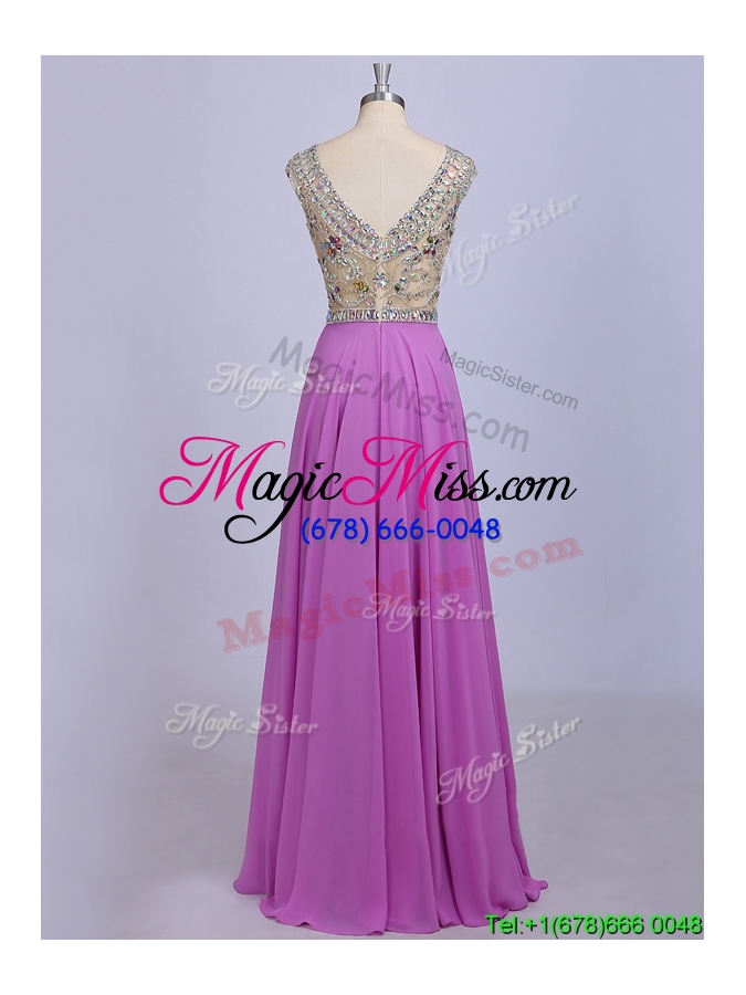 wholesale see through scoop beading chiffon evening dress in lavender