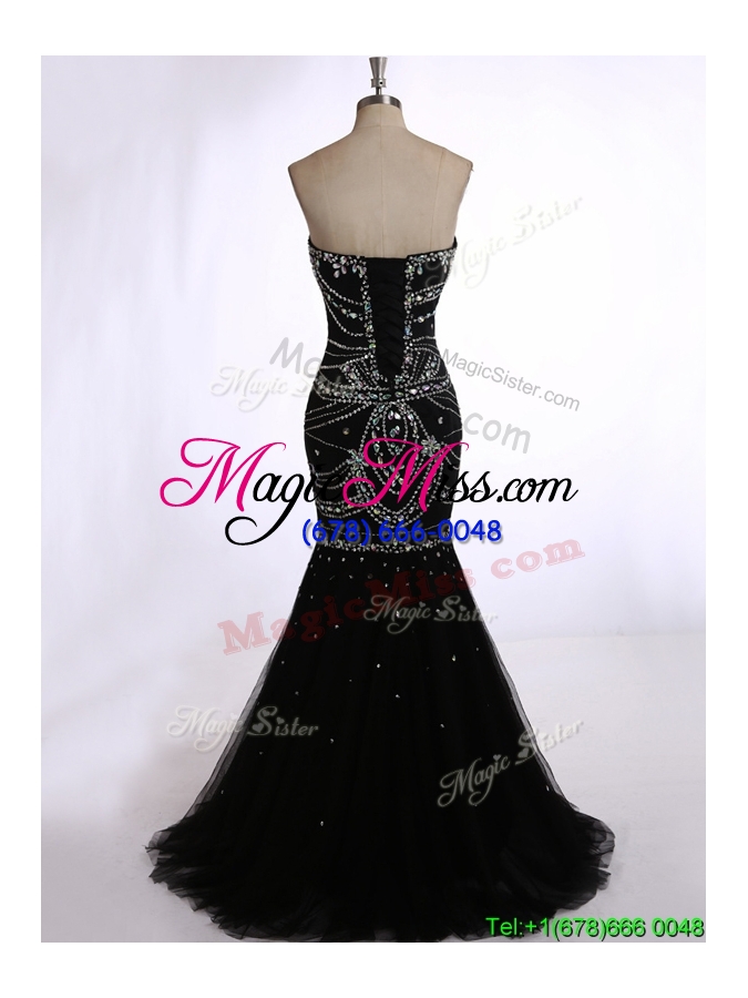 wholesale top selling mermaid black evening dress with beading for winter
