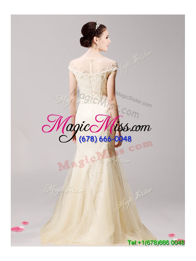 wholesale latest scoop mermaid beading evening dress in champagne