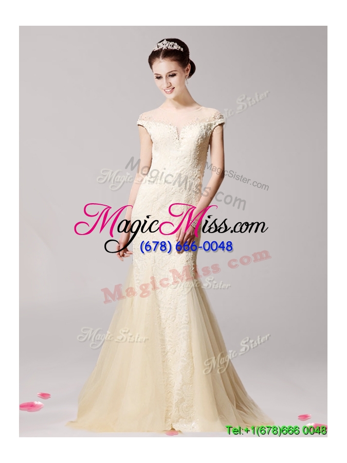 wholesale latest scoop mermaid beading evening dress in champagne
