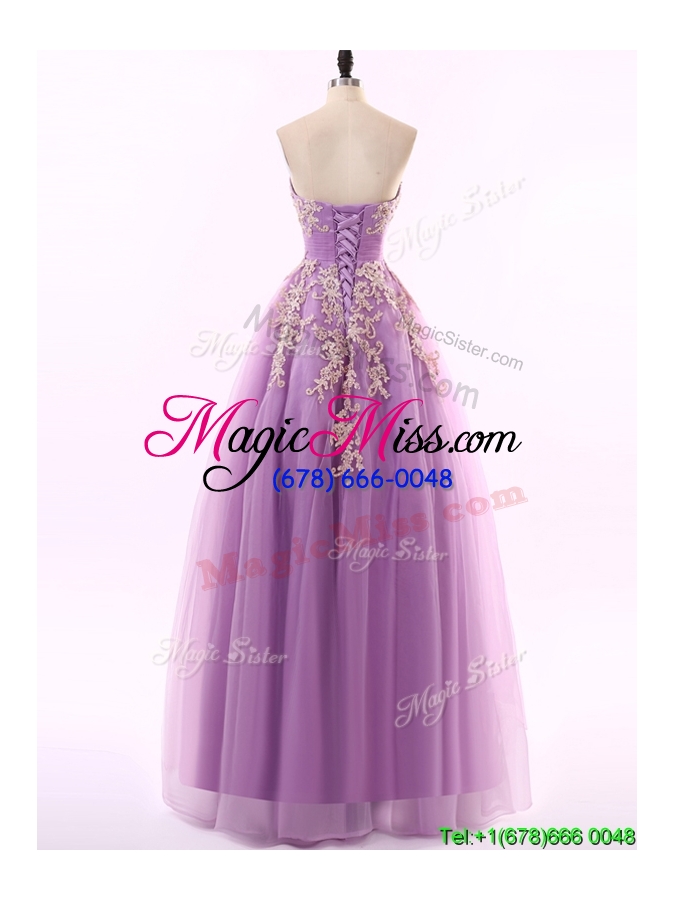 wholesale lovely a line appliques tulle prom dress in lavender
