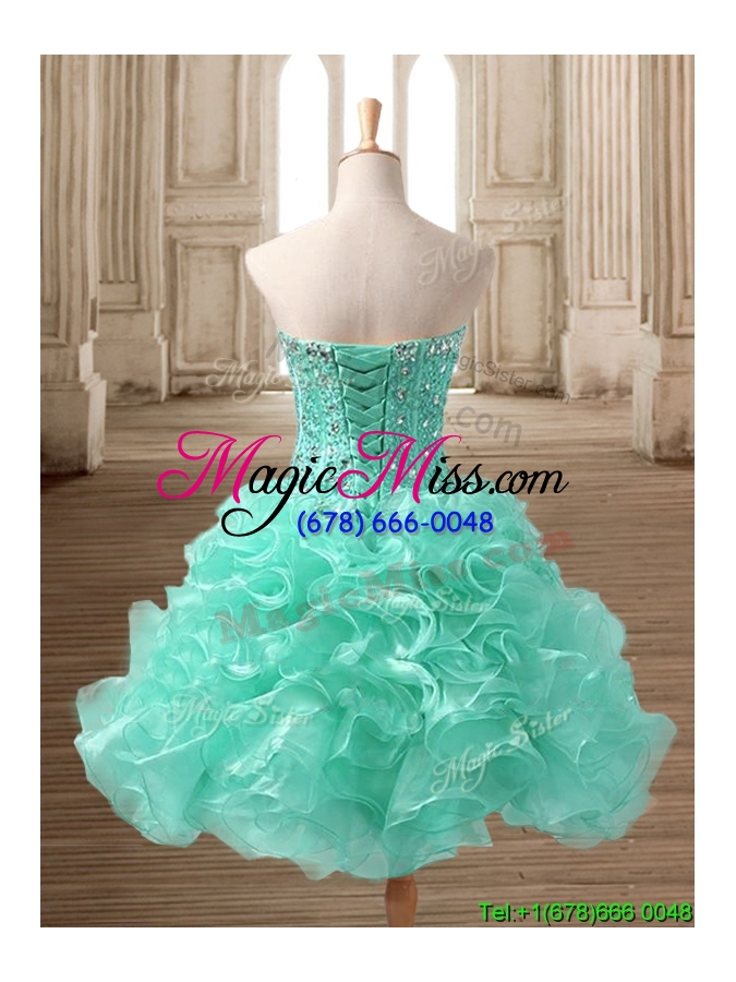 wholesale latest beaded and ruffled short prom dress in apple green
