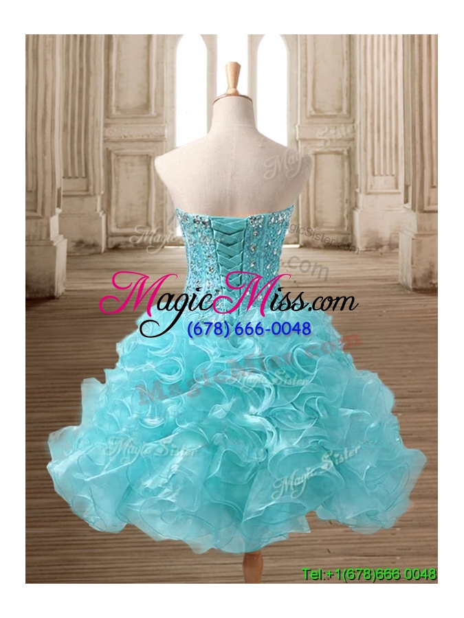 wholesale gorgeous baby blue short prom dress with beading and ruffles