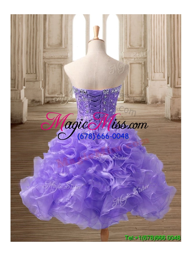 wholesale most popular beaded and ruffled short prom dress in lilac