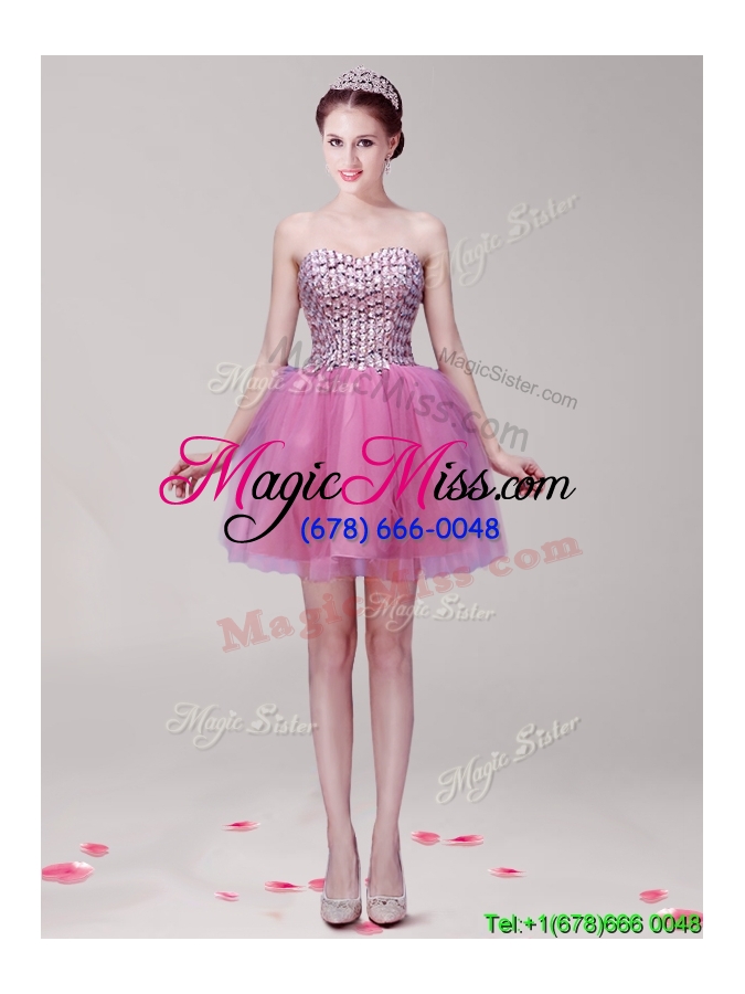 wholesale gorgeous beaded bodice tulle prom dress in mini length