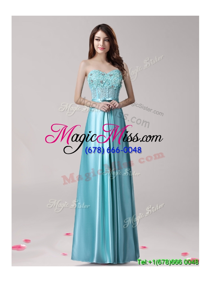 wholesale elegant beaded and bowknot empire prom dress in satin