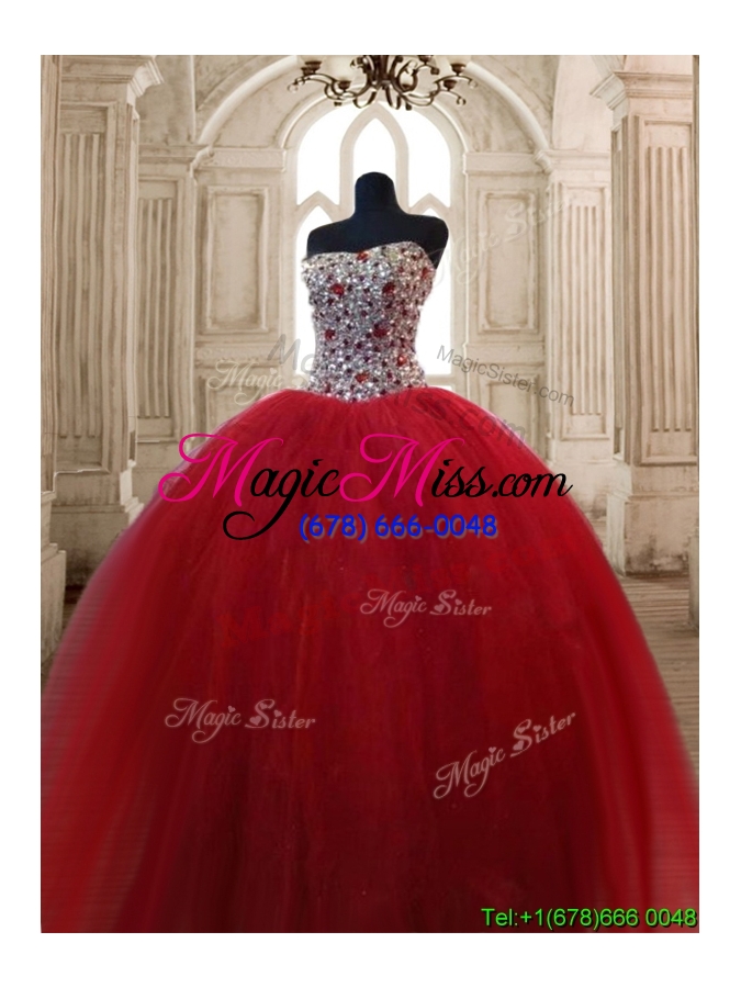 wholesale hot sale beaded bodice custom make quinceanera dress in wine red