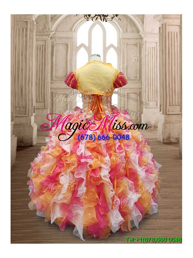 wholesale new arrivals multi color quinceanera dress with beading and ruffles