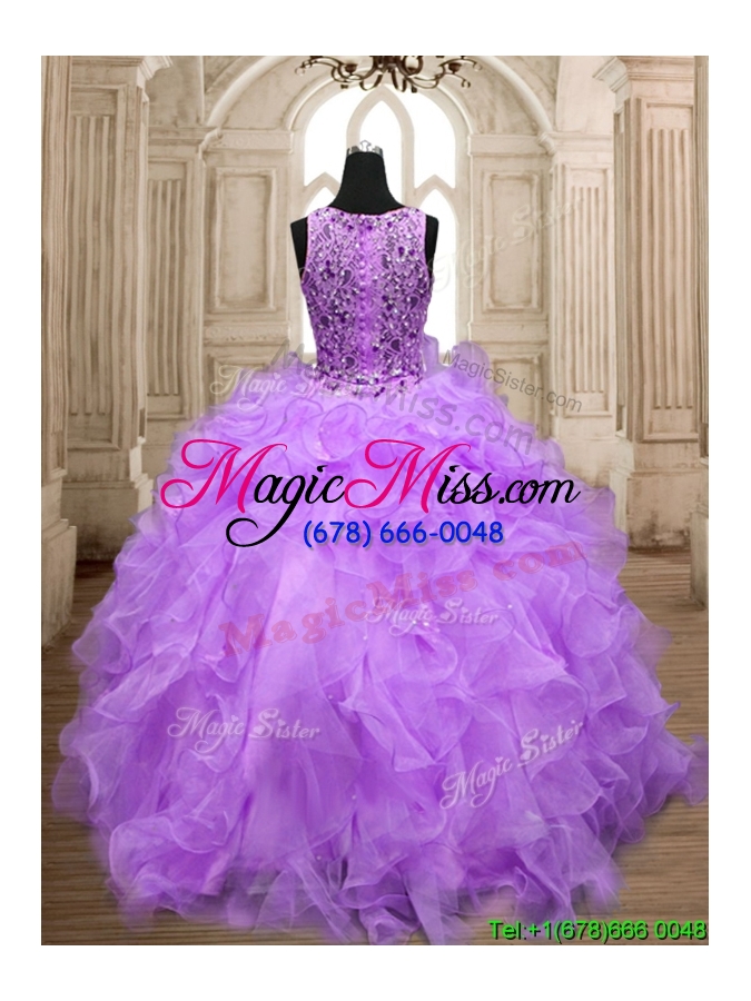 wholesale popular scoop big puffy quinceanera dress with beading and ruffles