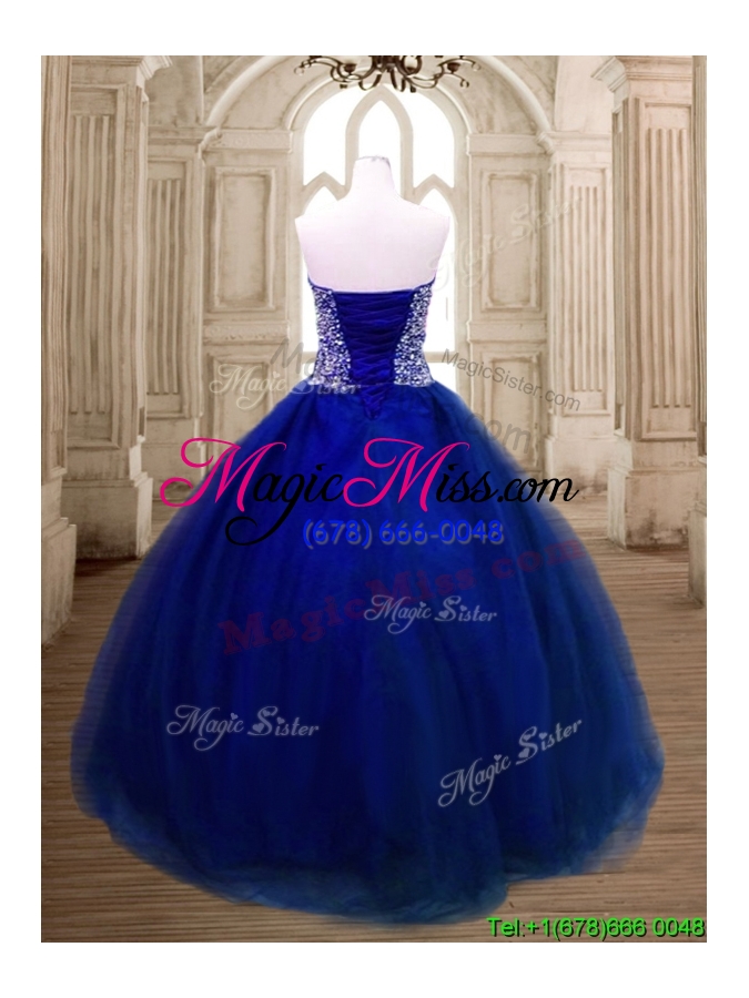 wholesale new arrivals beaded tulle quinceanera dress in royal blue