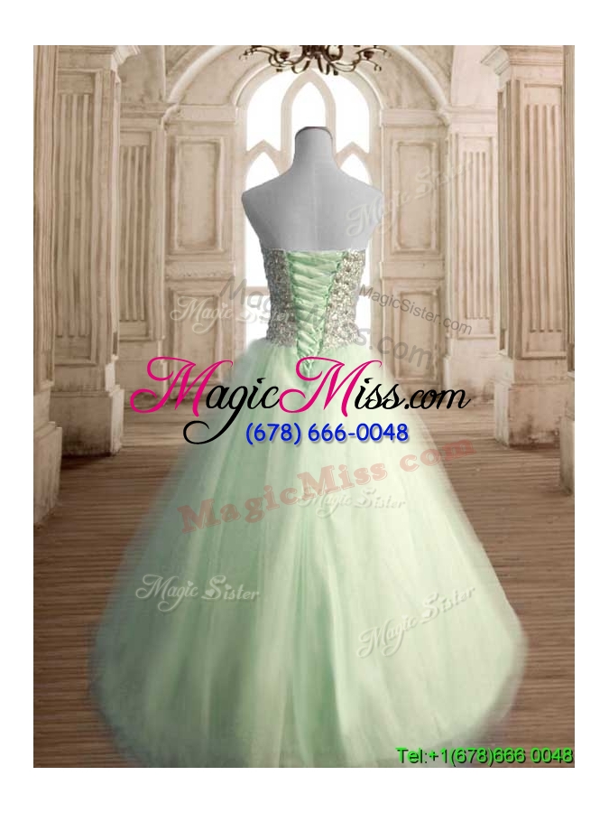 wholesale classical beaded bodice tulle quinceanera dress in apple green