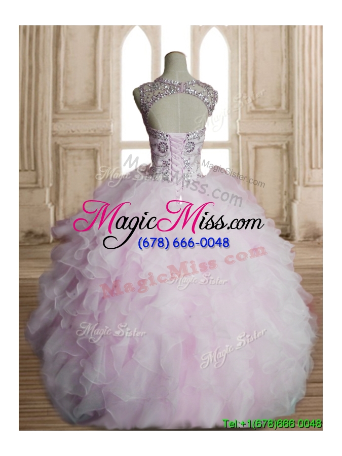 wholesale lovely beaded and ruffled scoop quinceanera dress in light pink