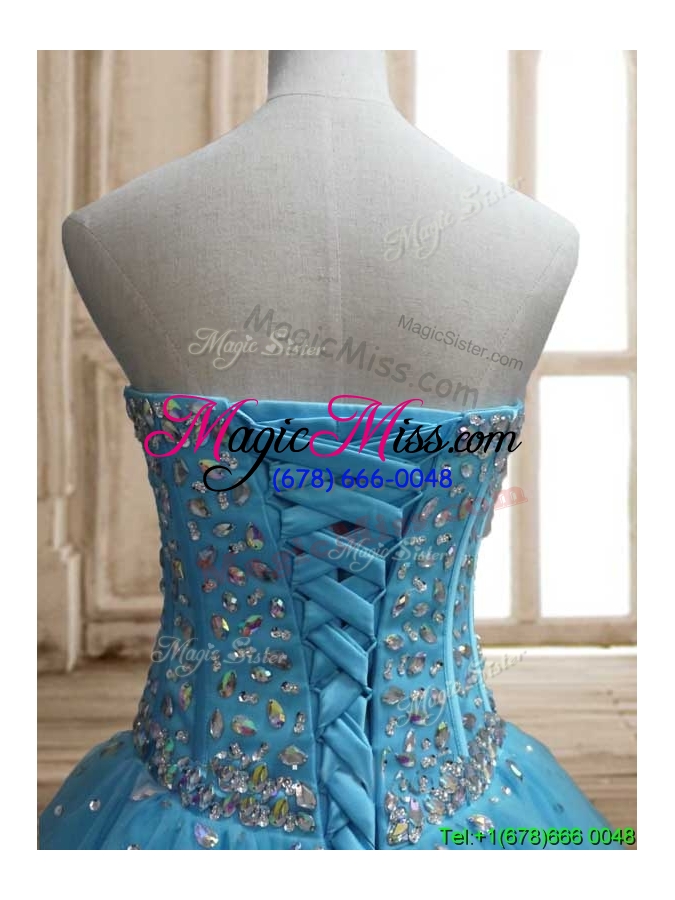 wholesale visible boning beaded bodice a line quinceanera dress in baby blue