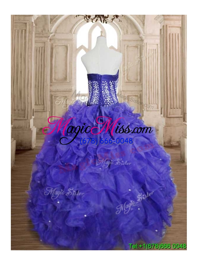 wholesale unique royal blue sweet 16 dress with beading and ruffles