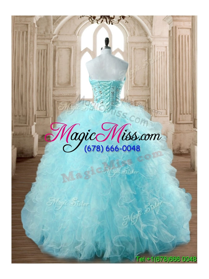 wholesale best selling tulle beading and ruffles quinceanera dress in baby blue