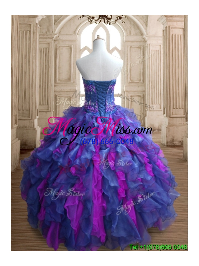 wholesale best selling really puffy organza quinceanera dress with appliques and ruffles