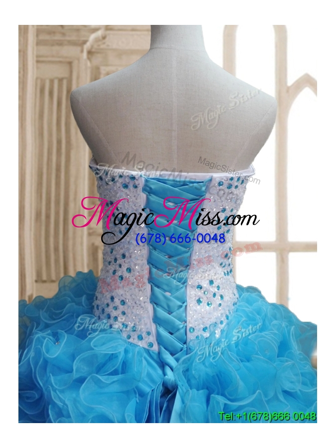 wholesale affordable baby blue big puffy quinceanera dress with beading and ruffles