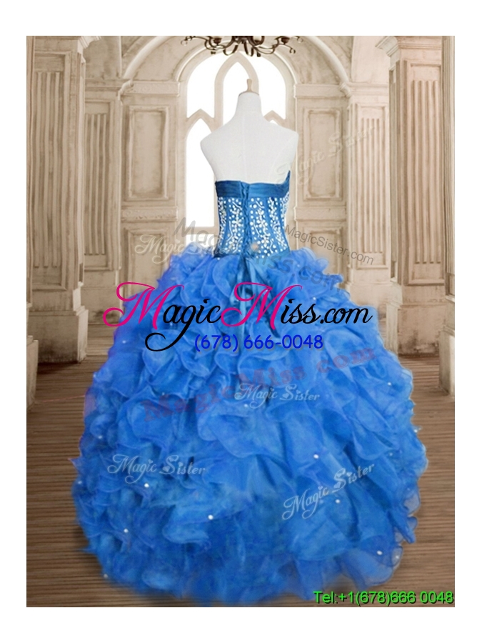wholesale discount big puffy organza quinceanera dress with beading and ruffles