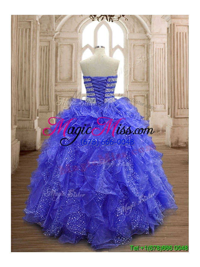 wholesale latest beaded and ruffled organza quinceanera dress with really puffy