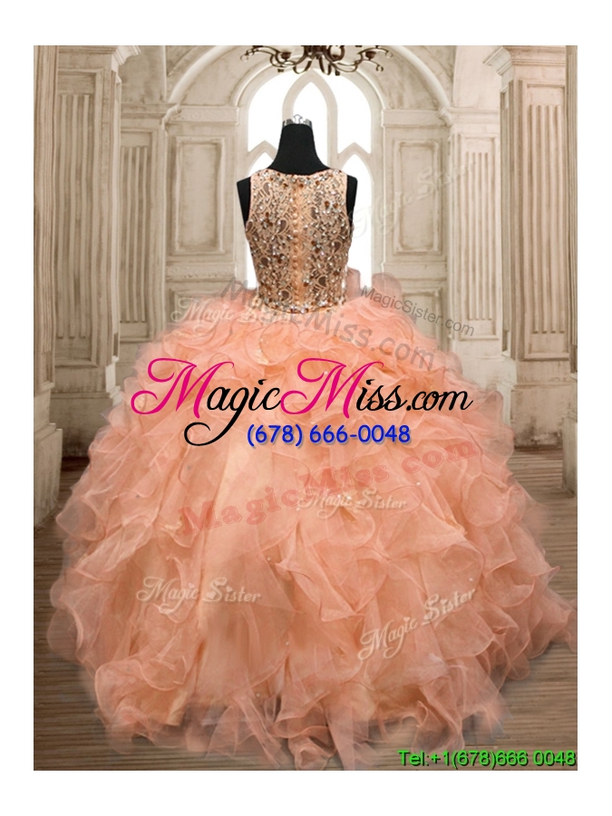 wholesale unique scoop orange sweet 16 dress with beading and ruffles