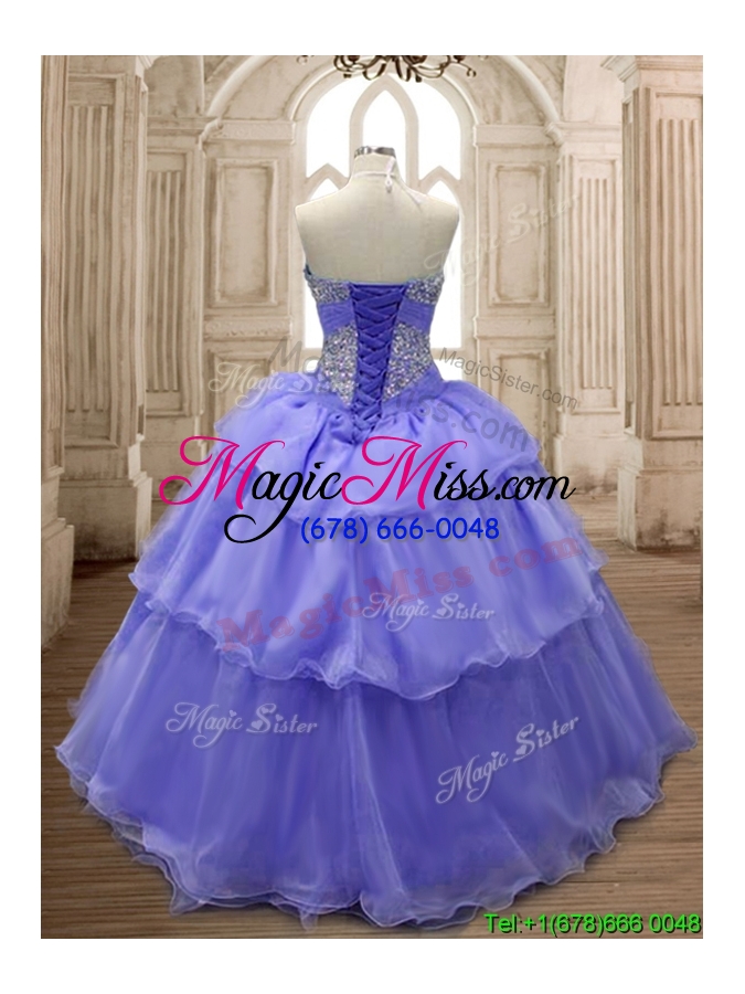 wholesale lovely lavender big puffy quinceanera dress with ruffled layers and beading