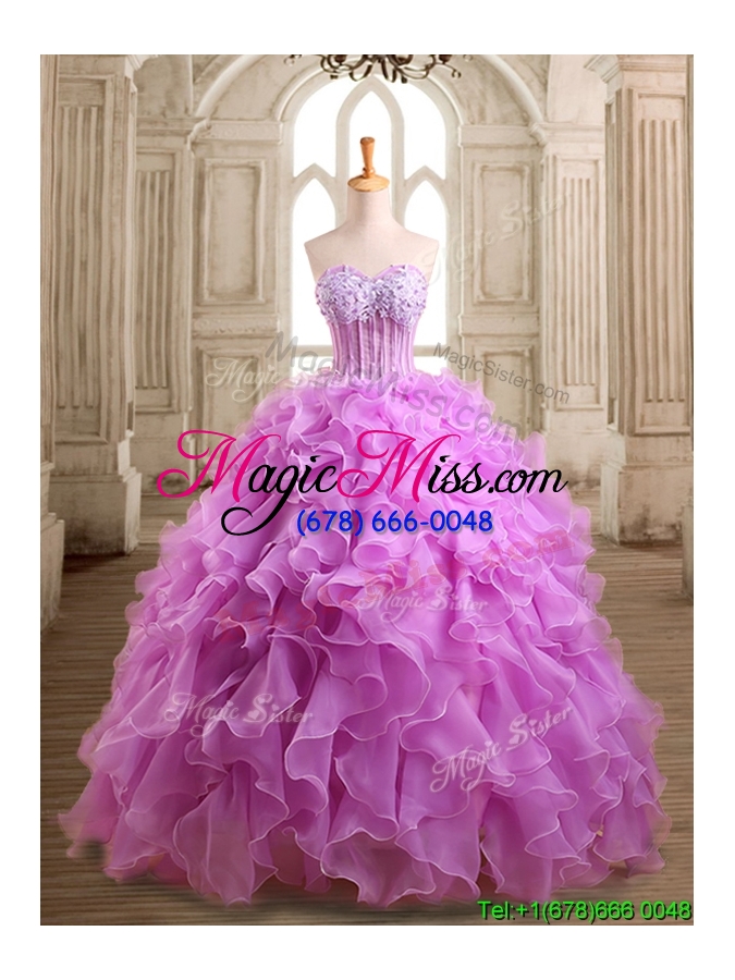 wholesale lovely applique and beaded organza quinceanera dress in lilac