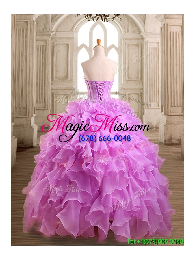 wholesale lovely applique and beaded organza quinceanera dress in lilac