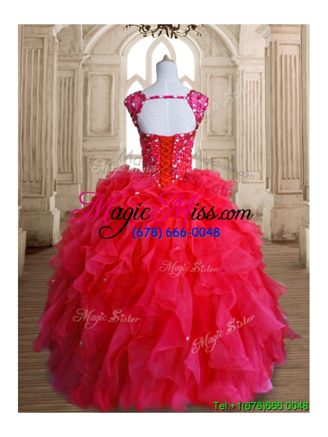 wholesale perfect straps beading and ruffles sweet 16 dress in red